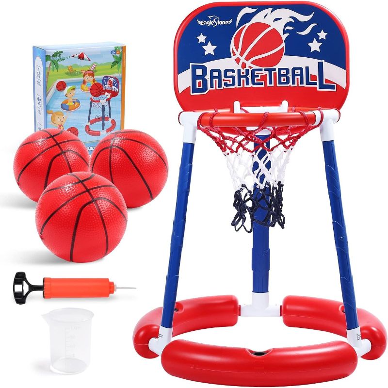 Photo 1 of EagleStone Indoor Basketball Hoop Kids Basketball Hoop with 3 Balls and Pump Outdoor, Pool Basketball Hoop Toys for Kids and Adults Age 1-3 2-4 3-5 6-8 12
