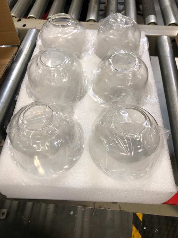 Photo 3 of 6 Pcs Clear Glass Shade 5 Inch Diameter 5.67 Inch High 1.65 Inch Fitter Light Cover Shade Ceiling Fan Light Covers High Transmittance Glass Globes for Light Fixtures Replacement Pendant Chandelier