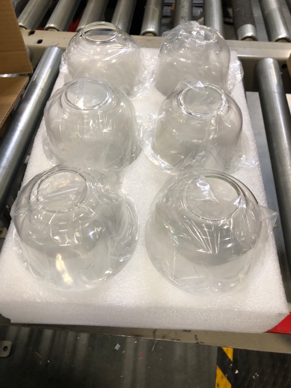 Photo 1 of 6 Pcs Clear Glass Shade 5 Inch Diameter 5.67 Inch High 1.65 Inch Fitter Light Cover Shade Ceiling Fan Light Covers High Transmittance Glass Globes for Light Fixtures Replacement Pendant Chandelier