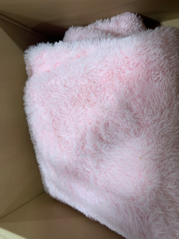 Photo 3 of Bedsure Faux Fur Throw Blanket Pink – Fuzzy, Fluffy, and Shaggy Faux Fur, Soft and Thick Sherpa, Tie-dye Decorative Gift, Throw Blankets for Couch, Sofa, Bed, 50x60 Inches, 380 GSM Pink Throw (50" x 60")