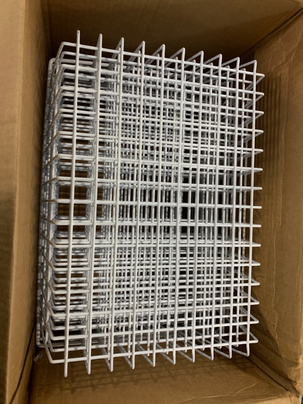 Photo 3 of 14" Upright Freezer Storage Baskets, White Wire Storage Bins Large Bakset for Freezer, Pantry, Bathroom Organizing, Set of 4