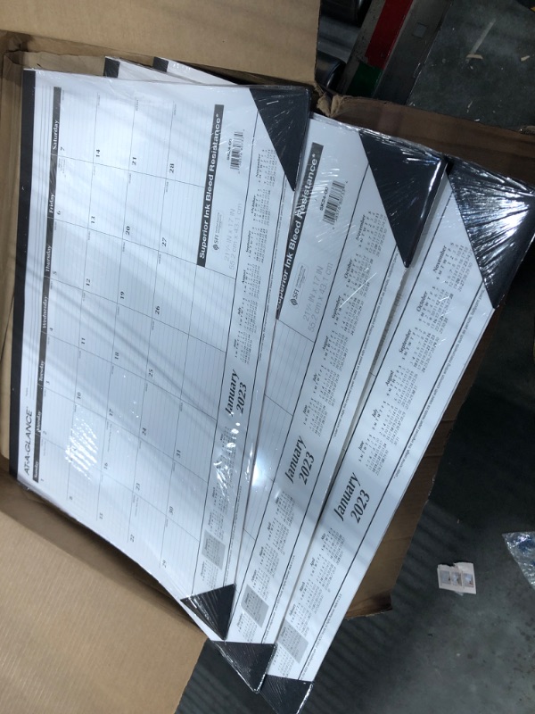 Photo 1 of AT-A-GLANCE Desk Calendar 2023, Office Desk Pads, Monthly, 21-3/4" x 17", Large, Ruled Blocks, 3 Pack (AZSK2400)

