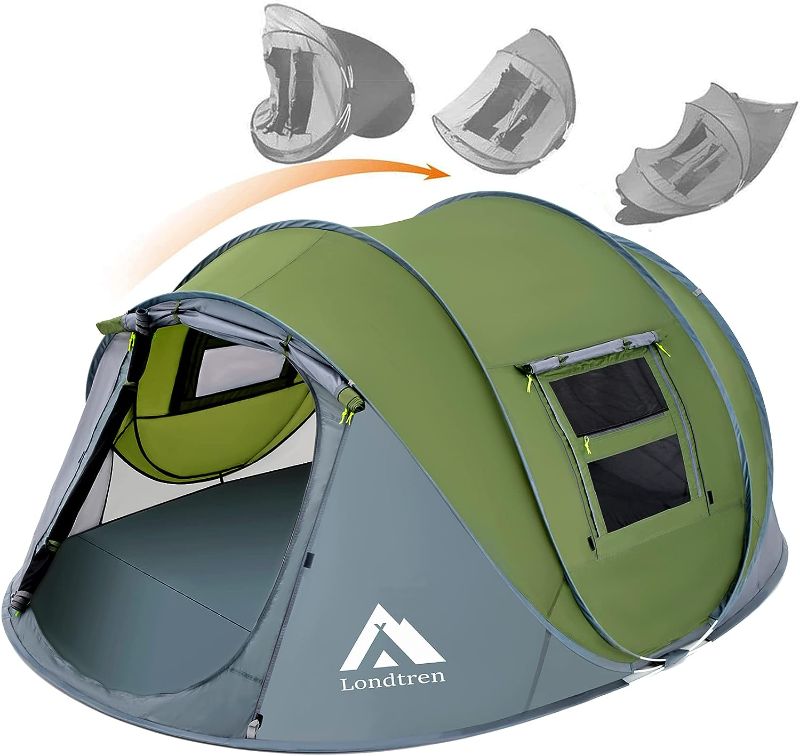 Photo 1 of 4 Person Easy Pop Up Tent Waterproof Automatic Setup 2 Doors-Instant Family Tents for Camping Hiking & Traveling