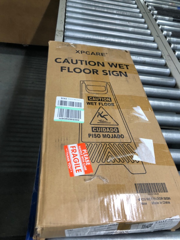 Photo 2 of Caution Wet Floor Sign (2-Pack) – A-Frame Warning Sign, 24 Inches Tall – Opens 12 Inches – Perfect for Safety in Restaurants, Warehouses, Offices, Bathrooms, and Anywhere with a Spill