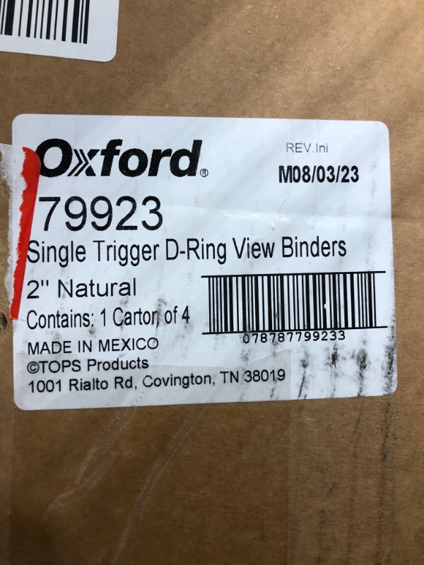 Photo 3 of Single Trigger D-Ring View Binders 2" Natural Contains: 1 Cartor of 4