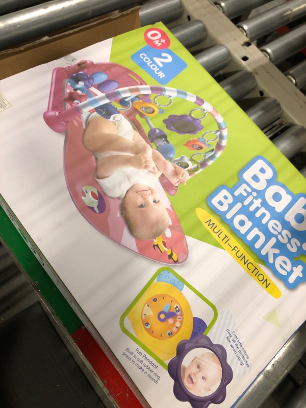 Photo 1 of Baby Play Mat Baby Gym,Funny Play Piano Tummy Time Baby Activity Gym Mat with 5 Infant Learning Sensory Baby Toys, Music and Lights Boy & Girl Gifts for Newborn Baby 0 to 3 6 9 12 Months (Pink)