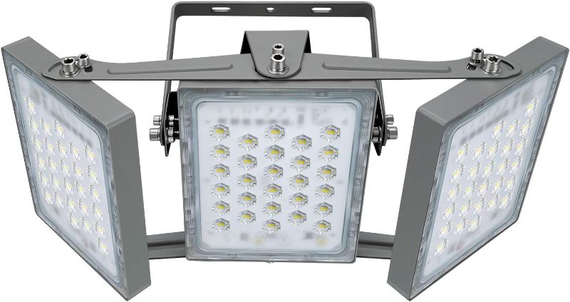 Photo 1 of STASUN LED Flood Light Outdoor, 150W 13500lm Outdoor Lighting with 330° Lighting Angle, 5000K, 3 Adjustable Heads, IP66 Waterproof LED Exterior Security Area Lights for Yard, Stadium, Parking Lot
