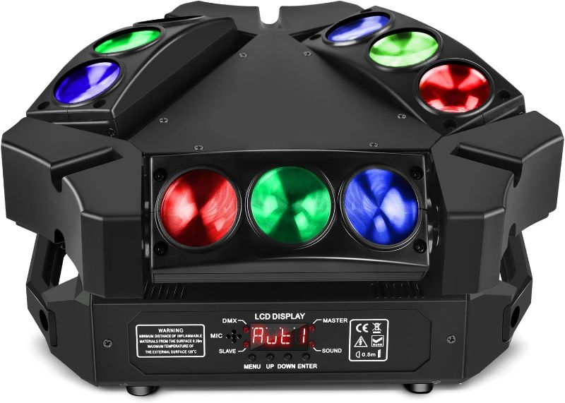 Photo 1 of Spider Moving Head Lights, U`King DJ Lights 9 LEDs Heads X 10W RGB Stage Lighs 12/19 Channels DMX-512 and Sound Activated Great for Wedding Disco Party Light
