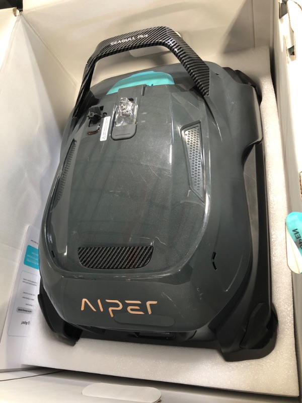 Photo 3 of 2023 Upgrade) AIPER Seagull Plus Cordless Pool Vacuum, Robotic Pool Cleaner Lasts 110 Min, Stronger Power Suction, LED Indicator, Ideal for Above/In-Ground Flat Pools up to 60 Feet