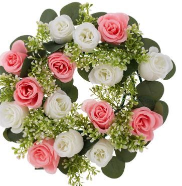 Photo 1 of  White Artificial Roses Flower Centerpieces for Inside and Outside Party Decoration 1 Pc Pink & White