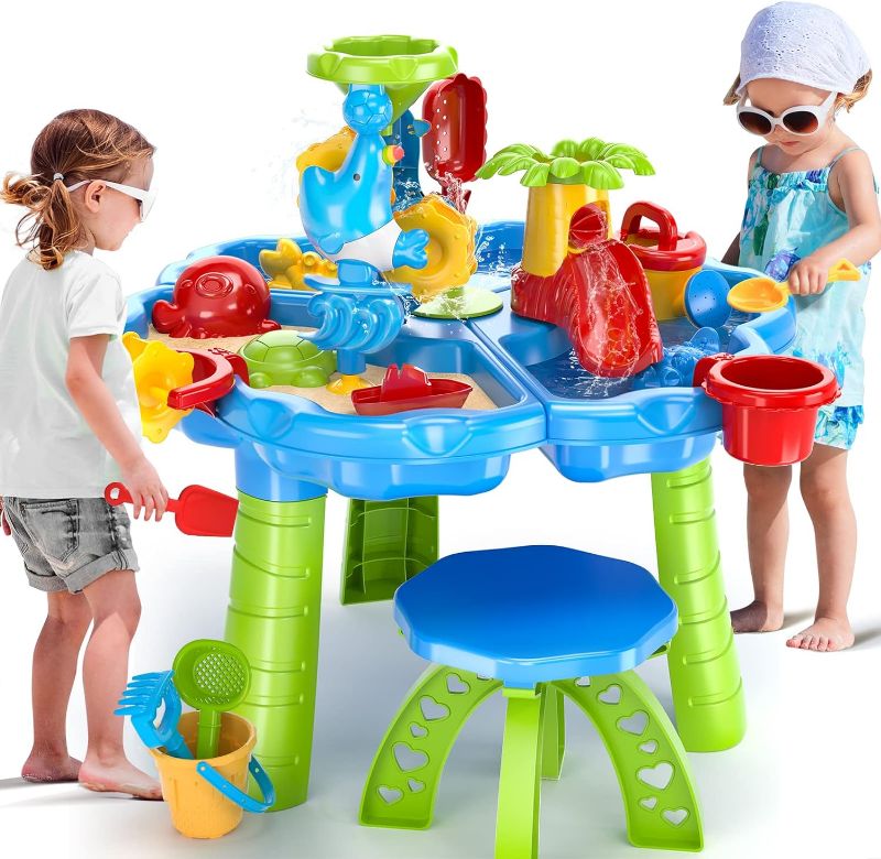 Photo 1 of ConeWhale Sand Water Table for Toddlers, 3 in 1 Beach Toys for Kids Boys Girls,Outdoor Activity Sensory Play Table for Toddlers Age 3-5
