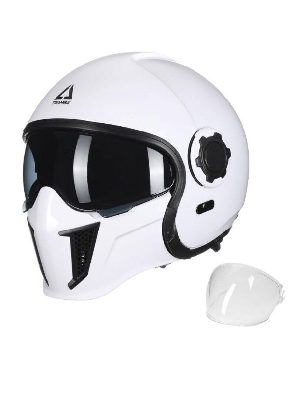 Photo 1 of 
Triangle Open Face Motorcycle Helmet 3/4 Half With Sunshield Unisex
Amazon Link - https://a.co/d/8eEqF5Q TRIANGLE Open Face Motorcycle Helmet 3/4 Half for Men with Extra Clear Visor Cruiser Scooter Street Bike DOT Approved Unisex-Adult