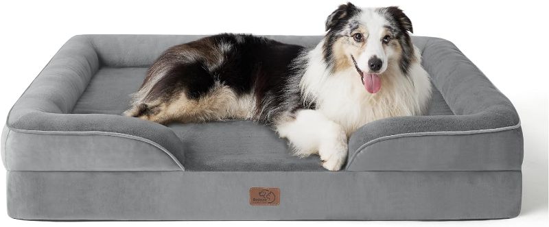 Photo 1 of Bedsure Orthopedic Dog Bed for Extra Large Dogs - XL Washable Dog Sofa Bed Large, Supportive Foam Pet Couch Bed with Removable Washable Cover, Waterproof Lining and Nonskid Bottom, Grey