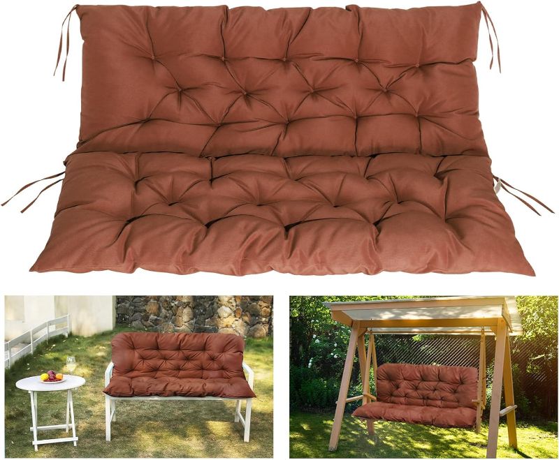 Photo 1 of Swing Replacement Cushions Waterproof Porch Swing Cushions 2-3 Seater Outdoor Swing Cushions for Outdoor Furniture Coffee 60x40 Inche