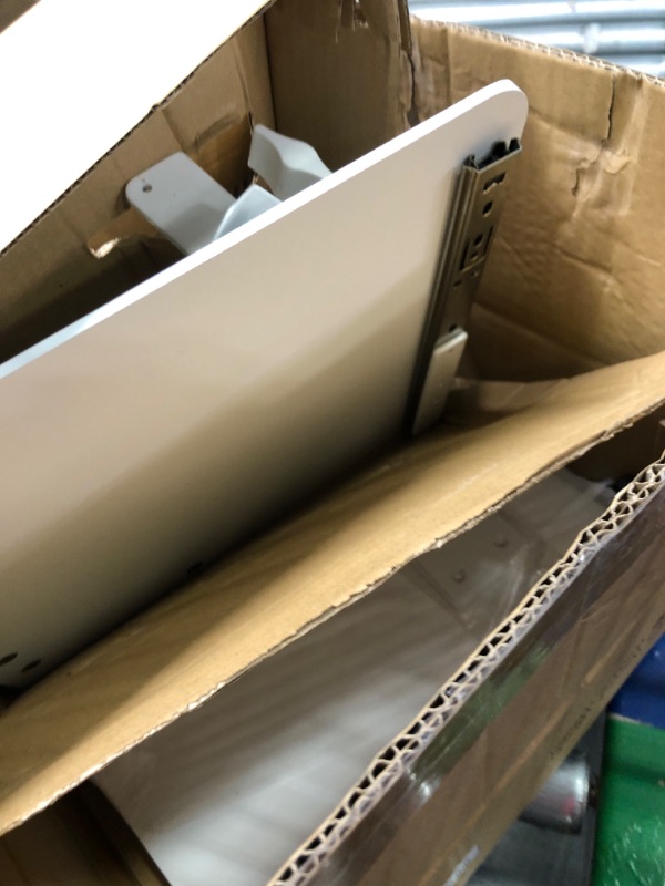 Photo 1 of WOKA Keyboard Tray Under Desk, 26.5 x 11.7" Keyboard Holder, Pull Out Sturdy Clamp on Mount System, Ergonomic Corner Keyboard Tray, Slide Out Computer Keyboard & Mouse Tray for Typing, White