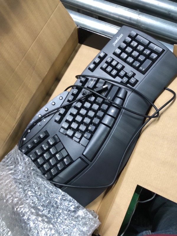 Photo 3 of Perixx Periboard-512 Ergonomic Split Keyboard - Natural Ergonomic Design - Black - Bulky Size 19.09"x9.29"x1.73", US English Layout Wired Black Keyboard4049571001715
