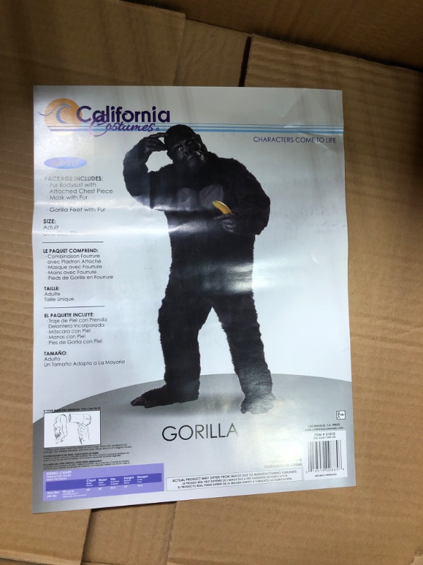 Photo 4 of Adult Male Gorilla Costume One Size Black