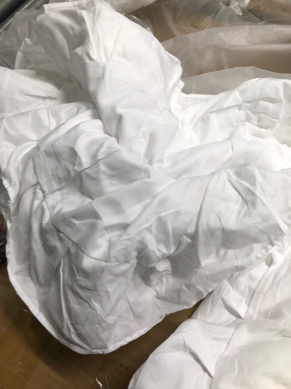 Photo 2 of YOZEN White Double Ruffle Comforter Set King Size (104x90 Inch), 3 Pcs Farmhouse Vintage Comforter Set (1 Ruffled Comforter and 2 Pillowcase), Rustic All Season Down Alternative Bedding Set Pure White King (104"x90")