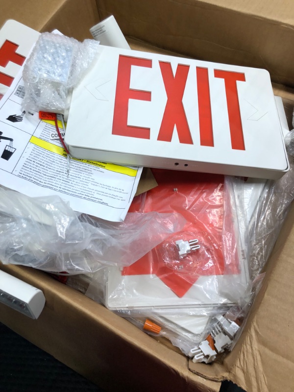 Photo 4 of AmazonCommercial Emergency Light Exit Sign, 2-Pack, Exit Combo with Battery Backup, 2 LED Adjustable Heads