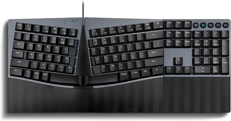 Photo 1 of Perixx PERIBOARD-535BR Wired Ergonomic Mechanical Split Keyboard - Low-Profile Brown Tactile Switches - Programmable Feature with Macro Keys - Compatible with Windows and Mac OS X - US English, Black