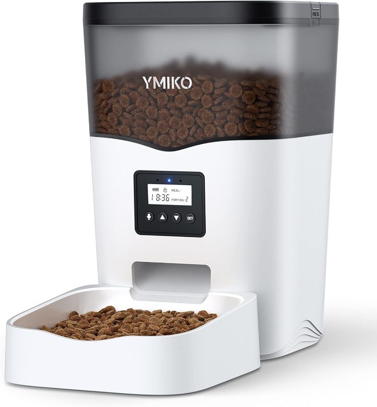Photo 1 of Ymiko Automatic Cat Feeder, Cat Food Dispenser with Voice Recorder, Timed Small Pet Feeder with Programmable Timer, 1-4 Meals Per Day, 3L/12.7 Cups Capacity