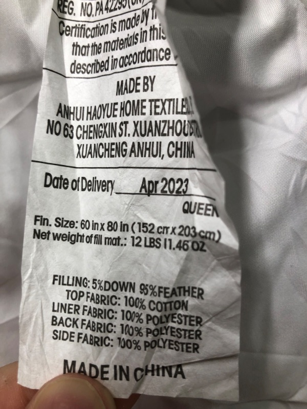 Photo 4 of 3 Inch White Goose Feather Mattress Topper,Queen Feather Bed Topper,Mattress Cover with Straps,Ultra Soft Support,100% Cotton Fabric(60”x80”) 60"x80" White