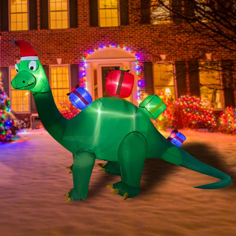 Photo 1 of 7 Ft Christmas Inflatable Brachiosaurus Dragon LED Light Up Decoration Clearance Xmas Blow Up for Yard Lawn Holiday Garden Decor
