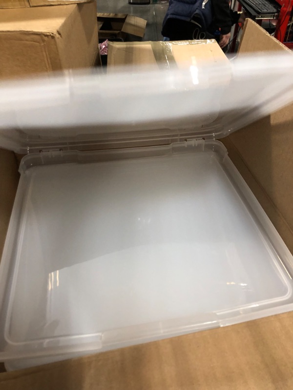 Photo 1 of IRIS USA 10 Pack Clear Scrapbook Paper Storage Boxes, Portable Craft and Art Project Case for 12 x 12 File Paper, Plastic Storage Box Office Documents Holder 12" x 12" Paper - 10 Pack