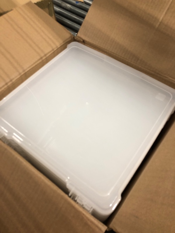 Photo 1 of IRIS USA 10 Pack Clear Scrapbook Paper Storage Boxes, Portable Craft and Art Project Case for 12 x 12 File Paper, Plastic Storage Box Office Documents Holder 12" x 12" Paper - 10 Pack