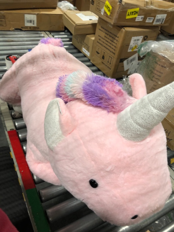 Photo 3 of Animal Adventure | Sqoosh2Poof Giant, Cuddly, Ultra Soft Plush Stuffed Animal with Bonus Interactive Surprise - 44" Unicorn