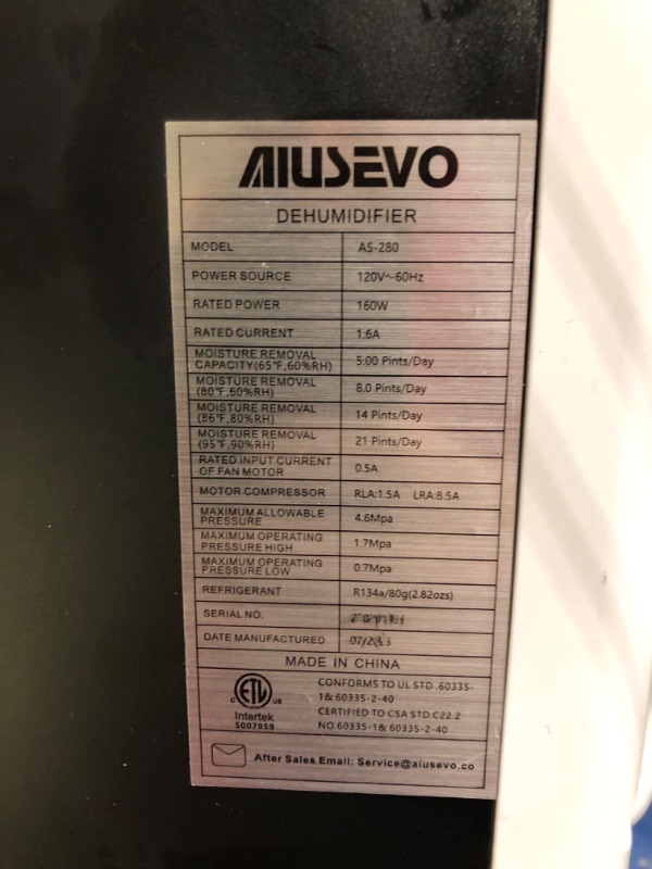 Photo 6 of 2000 Sq. Ft Dehumidifier for Home - 22 Pints Aiusevo Basements Dehumidifiers with Drain Hose for Large Room, Bathroom, Closet, Intelligent Humidity Control, Auto Shut Off Protection, 3 Modes Deshumidificador