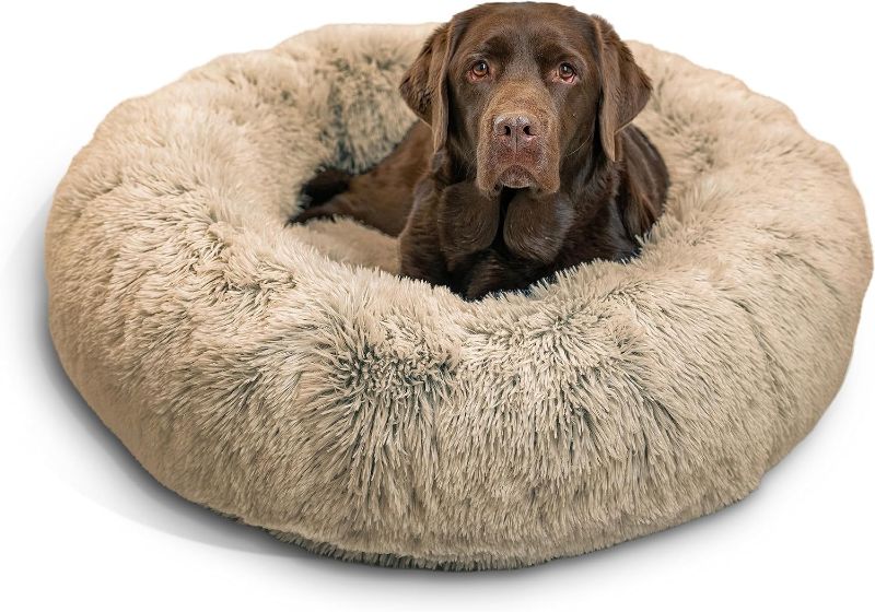 Photo 1 of Best Friends by Sheri The Original Calming Donut Cat and Dog Bed in Shag Fur Taupe, Medium 36"