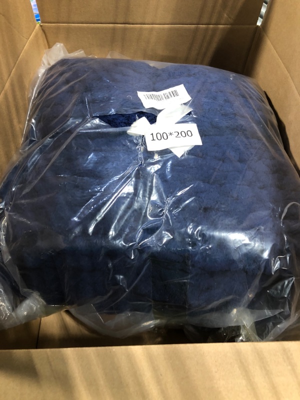 Photo 2 of Abound Chunky Knit Blanket Throw (50"x60", 5 lbs) - Chenille Yarn Knitted Blanket - Crochet Blanket - Cable Knit Throw Blanket - Couch, Bed, Weighted Chunky Blanket, Gift - Machine Washable (Navy)
