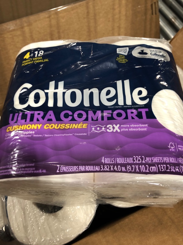 Photo 3 of Cottonelle Ultra Comfort Toilet Paper with Cushiony CleaningRipples Texture, 32 Family Mega Rolls (32 Family Mega Rolls = 144 Regular Rolls) (8 Packs of 4 Rolls) 325 Sheets per Roll