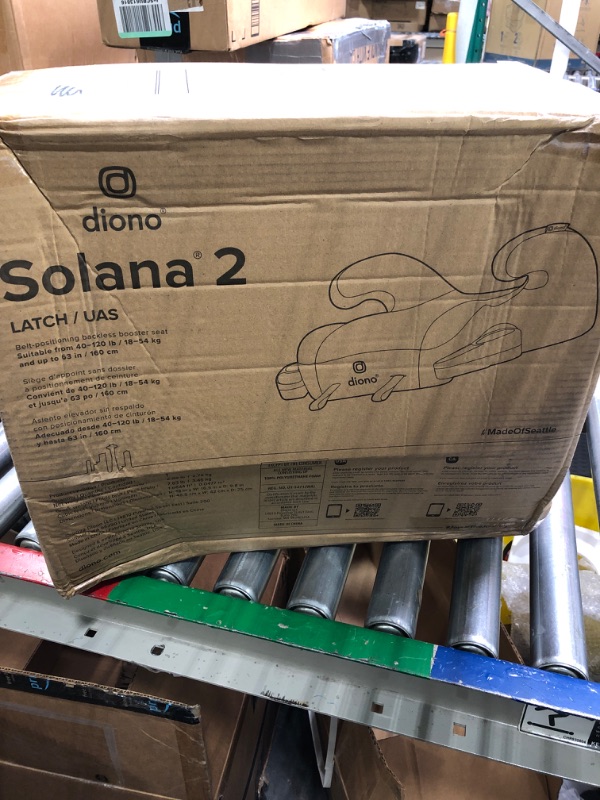 Photo 1 of Diono Solana 2 XL 2022, Dual Latch Connectors, Lightweight Backless Belt-Positioning Booster Car Seat, 8 Years 1 Booster Seat, Black NEW! LATCH Connect Single Black