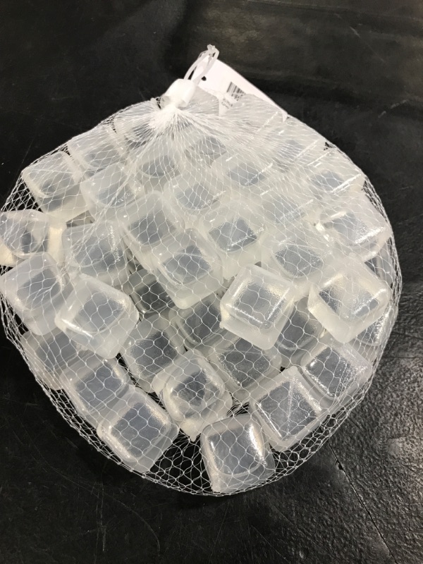 Photo 1 of 60 Pcs Reuable Ice Cubes White Clear Plastic Ice Cube to Keep Our drinks such as Lemon Wine Water Cool Longer Pretty for Party Wedding Filled With Pure Water 60 Clear