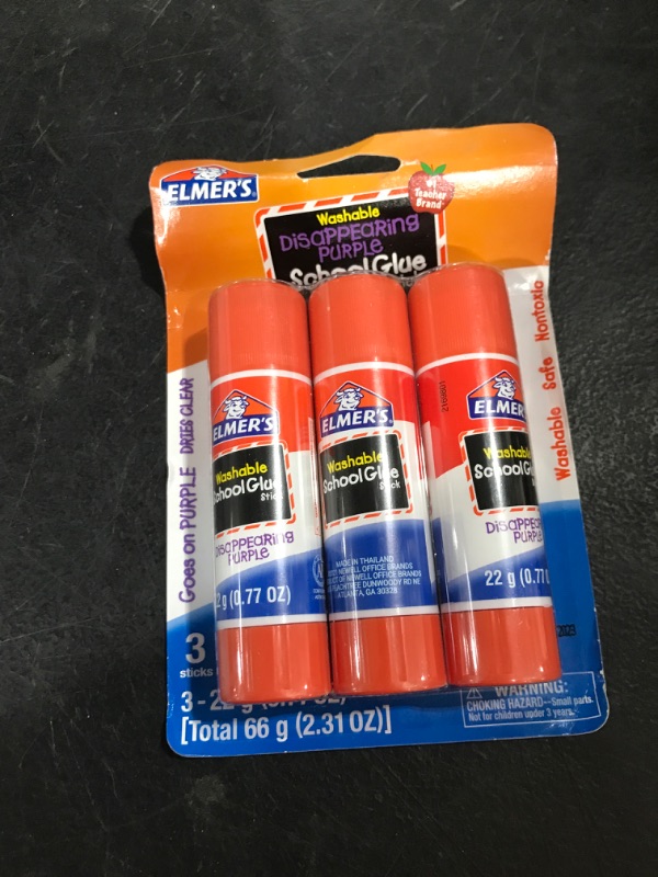 Photo 1 of 3PK OF ELNERS PURPLE DISAPPEARING GLUE STICKS