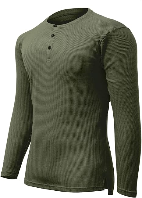 Photo 1 of  Mens Henley Shirts – Long Sleeve Tshirt Wrinkle Free Henley Neck Pullover T Shirt Sport Tee Top Casual Button SIZE S
