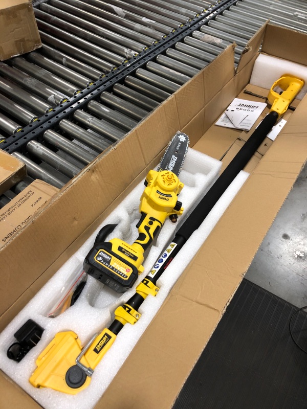 Photo 1 of 2-in-1 Brushless Pole Saw & Mini Chainsaw, IMOUMLIVE 8" Cutting Cordless Power Pole Saw, 15.2-Foot MAX, 21V 3.0Ah Li-ion Battery, 7.9 LB Lightweight, Multi-Angle Chainsaw for Wood Cutting, Trimming 8 inches