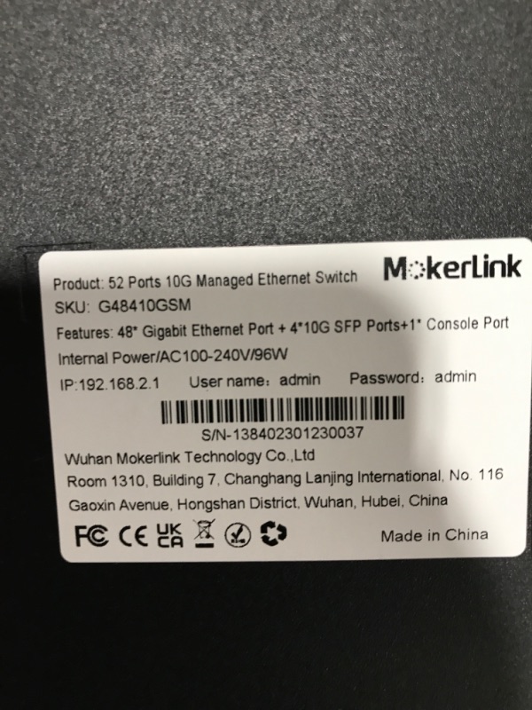 Photo 2 of MokerLink 48 Port Gigabit Managed Switch, 48 Port GE, 4x10G SFP+, 1 Console Port, 1 USB Port, L3 Smart Managed, Rackmount , DHCP QoS Vlan IGMP and Static Routing 48xGE + 4x10G(Managed)