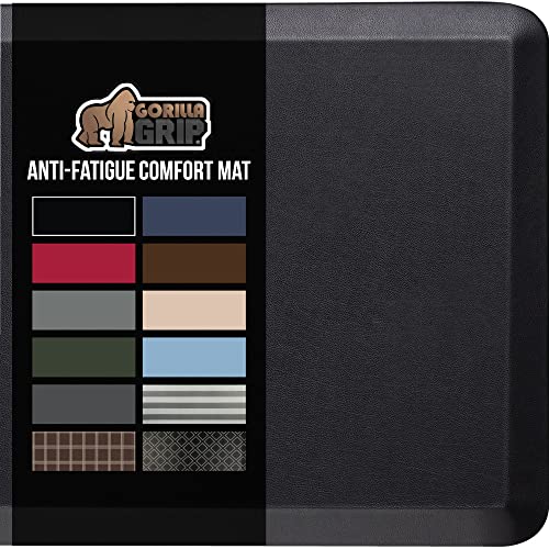 Photo 1 of 2pc Gorilla Grip Anti Fatigue Cushioned Kitchen Floor Mats, Thick Ergonomic Standing Office Desk Mat, Waterproof Scratch Resistant Pebbled Topside, Supportive Comfort Padded Foam Rugs, 39x20, 24x17 Black