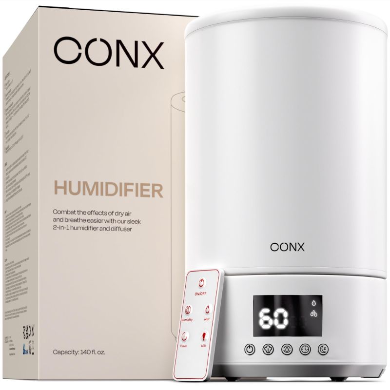 Photo 1 of OONX Cool Mist Humidifiers for Bedroom and Dry Room - 4L Tank Humidifier with Essential Oil Diffuser - Lasts 14.5 Hours, 360° Rotation Nozzle, Auto-Shut Off Humidifiers for Large Room