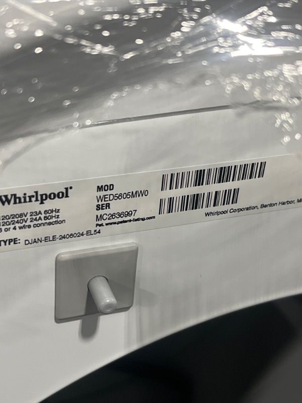 Photo 5 of Whirlpool 7.4-cu ft Stackable Electric Dryer (White) ENERGY STAR