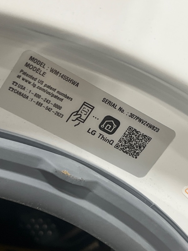 Photo 7 of LG 2.4-cu ft Stackable Steam Cycle Smart Front-Load Washer (White) ENERGY STAR