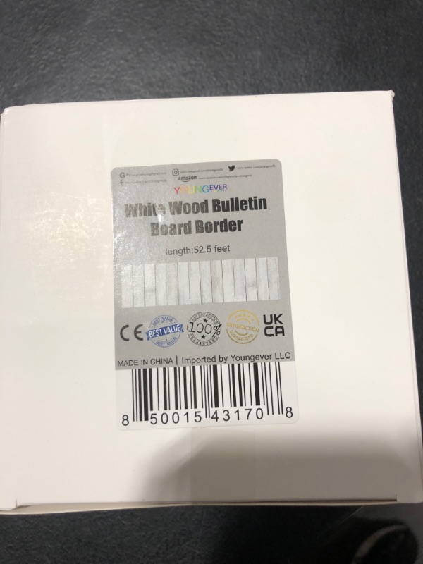 Photo 1 of Youngever 52.5 ft Bulletin Board Borders for Classroom Decoration (White Wood Design)