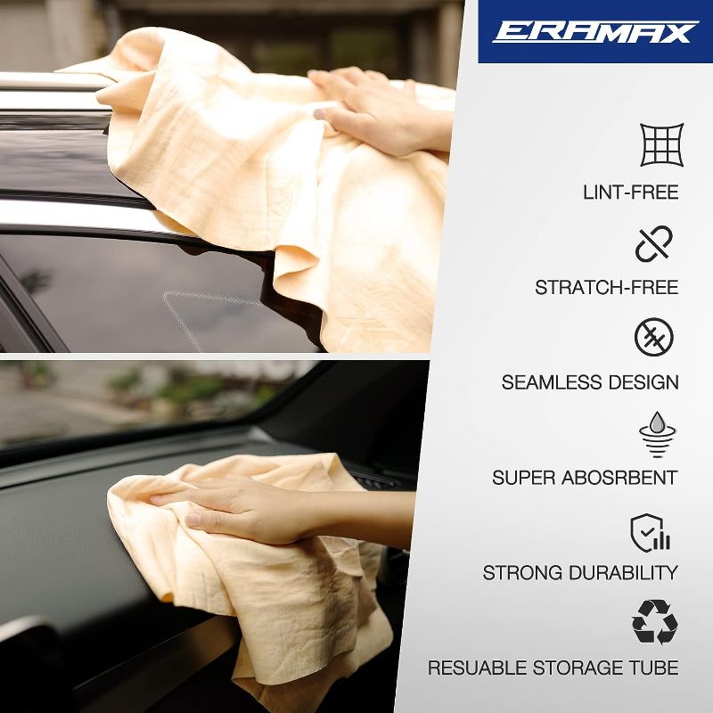 Photo 1 of  Chamois Cloth for Car, Absorbent Shammy Towel for Car Wash Drying, Professional Shamee Scratch-Free Car Drying Towel, Boat Towel - Yellow- 26"X17"