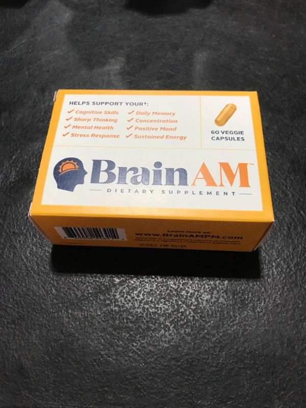 Photo 1 of BrainAM 60ct (30-Day) – Memory + Focus + Sustained Energy Supplement | Energize Brainwaves Daily | Patented Nootropics, Probiotics, Vitamins B6, B12, D, E, Phosphatidylserine, Alpha-GPC, Huperzine EXP 2 /2024 