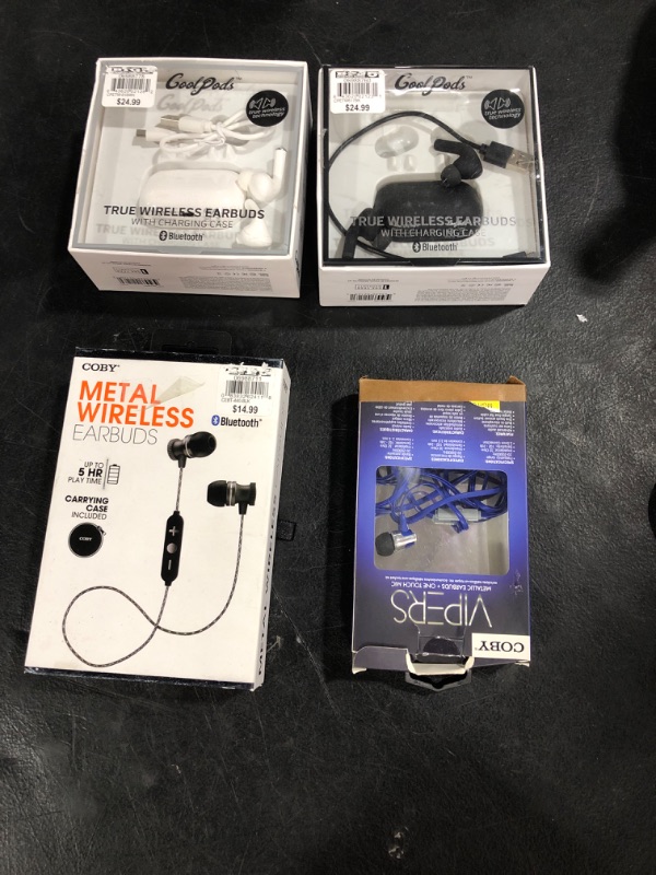 Photo 1 of 4 PAIRS OF WIRELESS EARBUDS- UNKNOWN IF THEY WORK - UNABLE TO TEST