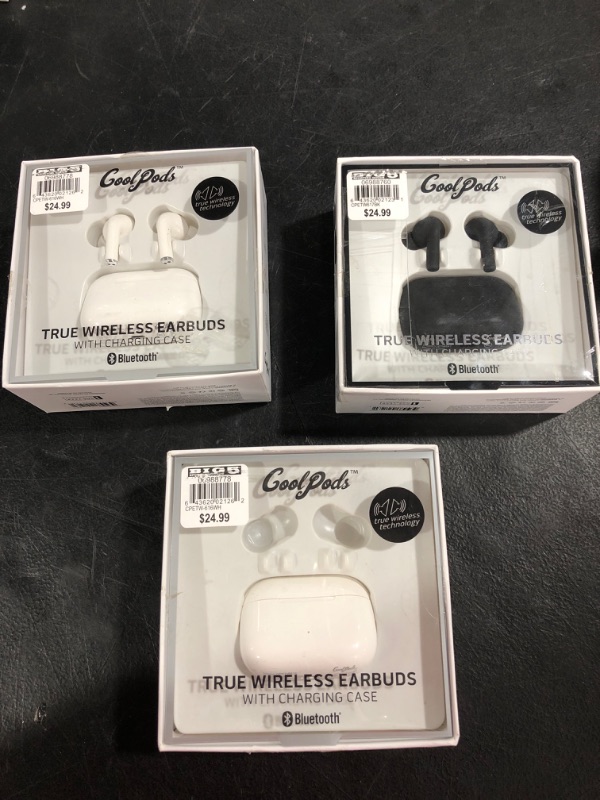 Photo 1 of 3 PAIRS OF COOL PODS TRUE WIRELESS EARBUDS- UNKNOWN IF THEY WORK - UNABLE TO TEST