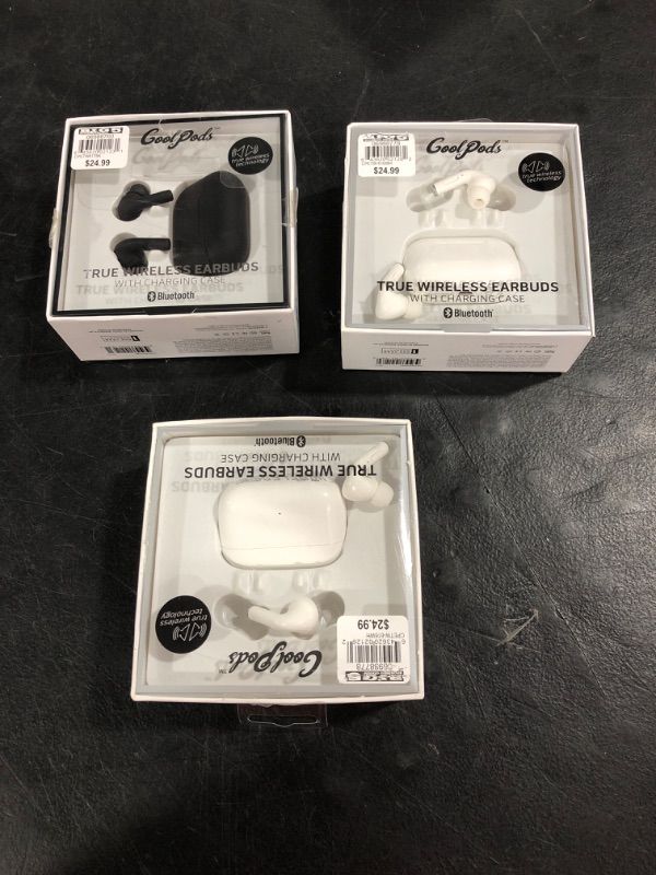 Photo 1 of 3 PAIRS OF COOL PODS TRUE WIRELESS EARBUDS- UNKNOWN IF THEY WORK - UNABLE TO TEST